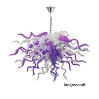 Lustre en verre soufflé à la main Lumière suspendue contemporaine design italie conception de couleur blanche violette