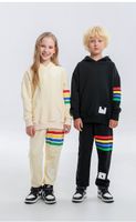 Big Boys Örme Giyim Setleri Moda Çocuklar Gökkuşağı Stripe Uzun Kollu Hoodies Pantolon 2pcs 2022 Sonbahar Çocuklar Spor Kıyafetleri 4-15T A9093