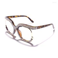 Sonnenbrille 2022 Retro Square Optical Gläser Rahmen Männer Frauen Kristall Luxus klarer Linsen Brillen Rahmen Diamant Eyewear