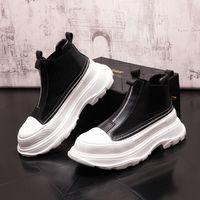 Dise￱ador italiano Botas de cuero de moda alta tendencia tendencia a las zapatillas casuales c￳modas al aire libre Men transpirable zapatos de vestir cl￡sicos n2