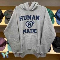 Herren Hoodies Sweatshirts Human Made 2022 New Fashion 380g 100% Baumwoll -Fleece -Stickerei Love Heart on Sleeve Hoodie Sweatshirt G220914