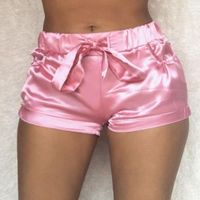 Koşu Şort 2022 İpek Saten Yüksek Bel Kadın Seksi Bodycon Flanel Kısa Pantolon Pantalonlar Mujer Fitness Uyku Giyim