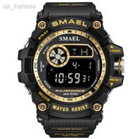 Нарученные часы Smael Watches Led Digital Watch Big Dial Men Sports Watchs 50 млнепроницаемые светодиодные будильники 8010 Sport S Shock Watches Men L220914