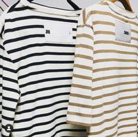 Дизайнерские футболки буква с полосатой футболка для мужчин и женщин с короткими рукавами с короткими рукавами