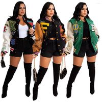 Jaquetas femininas jaqueta de beisebol outono letras regular padrão casual timey timey hip hop streetwear bombardeiro feminino impressão 2022