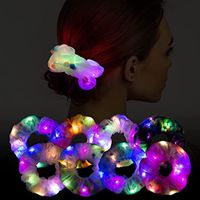 Luminous Scrunchies LED Hairband Bondy Holder Addleder Women Girls Satin Silky Scrunchy Hair Rope Accessorie 20pcs/