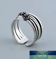 925 Sterling Silber-Stümmelschichten kronenförmige thailändische Silberfarbe Ringe Twist Seil Verstellbare Größe Ringe für Frauen S-R487