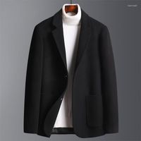 Trajes para hombres Minglu Otoño Winter Wool Blazer de lujo Luxury Smisted Color sólido Hombres casuales Moda Fit Slim Man Coats