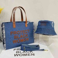 Totes Protect Black Women Handbag For Woman Trend Denim Shou...