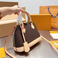 Designer Modemarke -Umhängetaschen Luxurys braune Blumen Frauen Crossbody Handtasche Alma BB Shell Bag mit Schlosstab