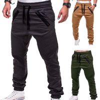 Erkekler Pantolon Erkekler Moda Çizme Zip şeritleri Cep Ayak bileği uzun spor pantolonları bağlı