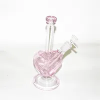 Hookahs Heart Shape Glass Bong Oil Rig Agua Bongs Femenina de 14 mm Dab Ligas con taz￳n Reclaamadoras de cuarzo Bangers