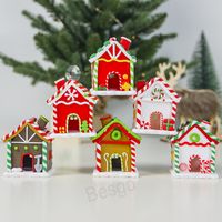 ديكورات عيد الميلاد ناعمة الطين المنزل سطح المكتب Micro مشهد المشهد من البيوت زخرفة السنة الجديدة زخرفة الزخارف سانتا هدايا BH7573 TQQ