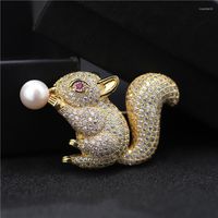 Brooches Freshwater Pearl Brooch Squirrel Pins For Women Fas...