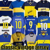 Diego Maradona Retro Boca Juniors Soccer Jerseys 1981 90 94 95 96 97 99 2001 02 03 04 05 10 11 Vintage Classic Palermo Veron Long Manches Classic Football Shirts Uniforms