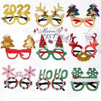 Glitter Christmas Glasses 2023 عيد الميلاد الديكور العطلات النظارات إطار ديكور عيد الميلاد شجرة الغزلان سانتا هاتس إطارات المشهد BH7578 TQQ
