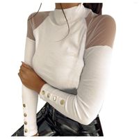 Kadın Tişörtleri Moda Soild Kadın Tshirt Örgü Uzun Kollu 2022 Yabani Gömlek Sıradan Tee Club Kadınların üst kıyafetleri 4 Aralık