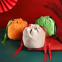 Halloween Velvet Kürbisbeutel bevorzugt Fledermaus -Süßigkeiten -Taschen Trick oder behandeln Korbgeweih Geschenke Packungstasche mit String Netter Festival Dekoration RRE14280