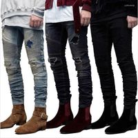 Jeans masculins mode homme d￩chir￩ pour les hommes skin hop hop high street denim pantalon pantalon homme