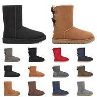 women designer boots classic ankle short snow boot triple bl...