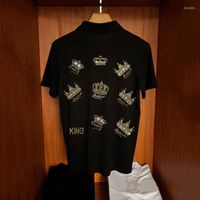 Polos para hombres Patr￳n de venta de la corona Masculina Camiseta de polo de manga corta Sweinshirt Fitness Training Tops