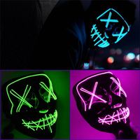 Maschera luminosa a LED festiva Halloween Masches Party Dance Ghost Mask Mask Halloween Cosplay Glassing Masches Festi Spedizione Spedizione RRB15550