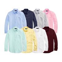 Ralph Erkek Gömlek Üstteki Küçük At Nakış Bluz Uzun Kollu Düz Renk İnce Uygun Midilli Günlük Giyim Uzun Kollu Gömlek Normal Çoklu Renk Lauren