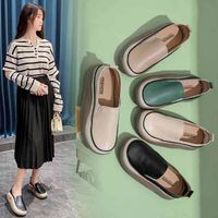 أحذية غير رسمية أحذية مفردة نساء 2022 ربيع الخريف الجديد جولة رأس السميك مطابقة وارتداء Lazy Soft Lofu Women’s’s