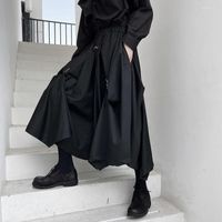 남성용 바지 2022 일본 어두운 복고풍 성격 검은 넓은 레그 남성 느슨