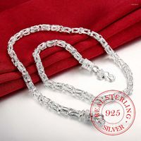 Zincirler Gerçek 925 STERLING Gümüş 5mm 20 inç Zincir Kolye Erkekler için Kadınlar Cazibe Düğün Nişan Partisi İnce Mücevher Drop