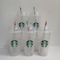 Starbucks Купок Cover Cup Tumbler 24 унции/710 мл прозрачная соломенная пластиковая купаль