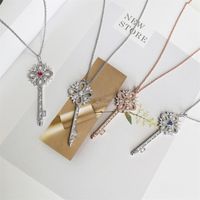Подвесные ожерелья Оригинальные 925 серебряных серебряных ювелирных украшений с колье с бриллиантом -ключом для женщин праздничный подарок винтажный изысканный с коробкой G220921