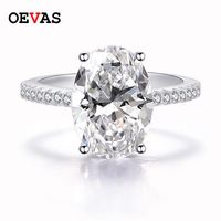 Luxury 9 quilates creado anillos de boda de circón ovalado moissanite para mujeres 100% 925 joyería de fiesta de compromiso de plata esterlina244t