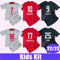 22 23 Szoboszlai Forsberg Kids Kit Soccer Jerseys Poulsen Olmo Haidara Silva Adams Nkunku Home Away 3 -я футбольная рубашка