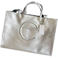 أكياس القماش الخشن للنساء الفضة حقيبة تسوق يدوية الحامل حاملات الكمبيوتر المحمول