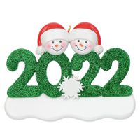 2022 D￩coration de No￫l Ornements bricolage Anniversaires Party Gift Produit Personnalis￩ Famille de 4 Ornement ACCESSOIRES DE R￉SIN PAND￉MIQUE AVEC ROUGE