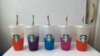Mermaid Diosa Starbucks 24 oz/710ml Tazas de pl￡stico Tumbler reutilizable para beber plano de fondo plano forma tapa tapa de paja 50 piezas