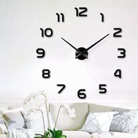 ساعة الحائط ساعة كبيرة الكوارتز 3D DIY ساعة كبيرة الزخرفة المطبخ أكريليك المرآة ملصق كبير الحجم ديكور رسالة منزلية كبيرة