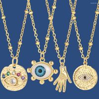 Подвесные ожерелья Классический турецкий злой голубой глаз для женщин Золотая цветовая цепь луны чары модные кофера украшения