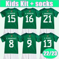 22 23 Mexico Kids Kit Soccer Jerseys H. LOSANO RAUL GUARDADO...