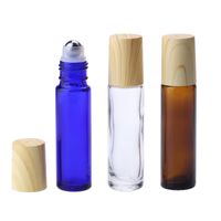 8 cores garrafa de rolo de óleo essencial de 10 ml com bola de aço inoxidável e tampa de plástico