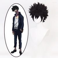 파티 마스크 애니메이션 내 영웅 아카데미아 코스프레 kamijou touma 가발 합성 검은 머리 다비 내열성