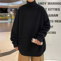 남자의 스웨터 니트 따뜻한 남자 터틀넥 느슨한 캐주얼 풀오버 바닥 셔츠 가을 겨울 단색 220921