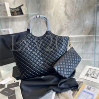 패션 트렌드 이브닝 가방 여성 디자이너 ICARE MAXI 쇼핑 가방 검은 흰색 가죽 여행 큰 어깨 비치 가방 핸드백 여성 지갑 지갑