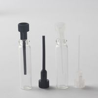 1 ml mini garrafa de perfume de vidro de amostra de amostra de teste de teste de teste de teste de teste com rolhas pretas claras
