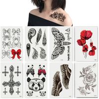 Tatuagens temporárias de 100 peças mini -tatuagem temporária Mulher menina beleza Art Art Art Fluste Rosa Butterfly Tiger Glitter STATY IMPROMEFICADOR 220922