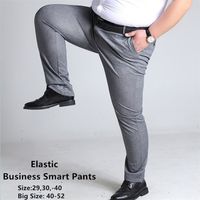 Pantalon masculin plus pantalon pour hommes de taille travail gris noir noir bleu bleu élastique hétéro big 44 48 50 52 140kg de bureau vêtements 220921