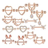 Stainless Steel Acrylic Nipple Rings Set Tongue Ring CZ Barb...
