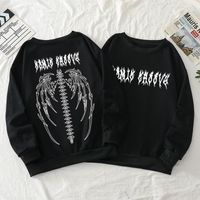 T-shirts pour hommes Spring Men Sweats Sweats d￩contract￩s Squelette Harajuku Sweleton imprim￩ ￠ squelette 2022 Cor￩en Man Punk Loose Pullovers T-shirt