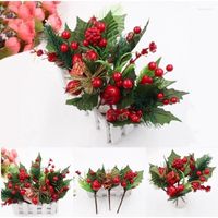 장식용 꽃 미니 폼 레드 베리 꽃 꽃다발 아카시아 콩 과일-키 시뮬레이션 플로럴 액세서리 크리스마스 장식